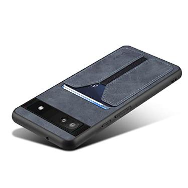 Imagem de Kowauri Capa carteira para Google Pixel 6A 2022 - couro PU, compartimento para cartão, protetor ultrafino (cinza)
