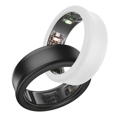 Imagem de DDJ [Pacote com 2 capas de silicone ultrafinas para Samsung Galaxy Ring, protetores de anéis para Oura/RingConn/Ultrahuman Ring AIR Size Kit, tamanho M para anéis 11/12/13 (preto/transparente)