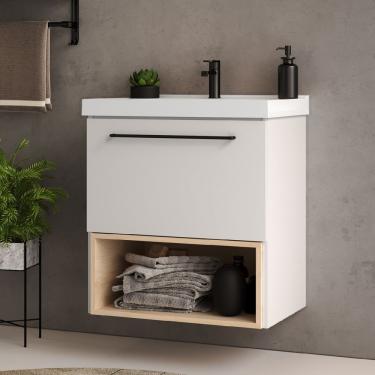 Imagem de Gabinete Para Banheiro 60cm Gales Móveis Bosi Branco/faia