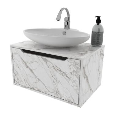 Imagem de Gabinete Banheiro Suspenso 60cm Com 1 Porta Multimóveis Cr10123 Mármore Branco Mármore Branco