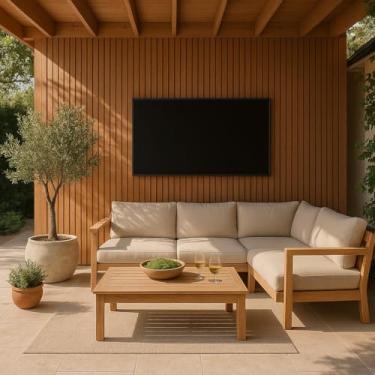 Imagem de 10 Placas Adesivas Painel Madeira Ripada Montável Mdf 45x11 (Freijó)