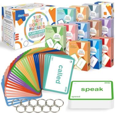 Imagem de 1012 Sight Words/Phonics Flash Cards, Dolch & Fry High Frequency Site Words, Learn to Read CVC Blends,Short/Long Vowel Sounds, Flash Cards Games for PreK Kindergarten 1 2 3 4 5 6 Grade,Kids 4-13 Years