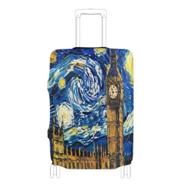 Imagem de Joisal Capas de viagem de desenho animado pirata para bagagem aprovada pela Tsa para bagagem de 45 a 81 cm, Noite estrelada Big Ben em Londres, XL 29-32 in