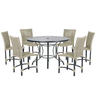 Imagem de Mesa Ascoli 120 Cm Com 6 Cadeiras Cannes De Alumínio Trama Rami