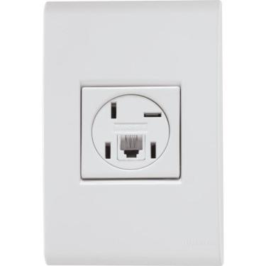 Imagem de Conjunto 4 X 2 Com 1 Tomada Telefone 4p E Rj11 Liz Branco - Tramontina