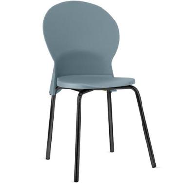 Imagem de Cadeira Mond F02 para Sala de Jantar Estrutura em Aço Assento em Plástico Azul