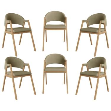 Imagem de Kit 6 Cadeiras Suellen Luxo Reforçada Mesa De Jantar Linho Bege