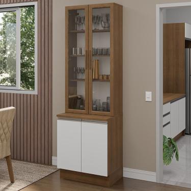 Imagem de Kit Balcão + Cristaleira 70cm Rustic Branco Glamy Madesa 01 Rustic Branco
