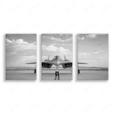 Imagem de RIUFIN 3 peças de arte de parede preto e branco, SR-72 Darkstar Reconnaissance 18L x 12W Conjunto de 3 imagens de aeronaves de caça a jato para quarto de menino grande decoração de casa cartazes de