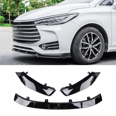Imagem de Para Song Max Car Front Bumper Lip Spoiler Carbon Look Parte Exterior para Song Max 2017-2019 Capa de para-choque Acessórios de carro (Preto brilhante)