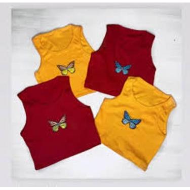 Imagem de Cropped feminino borboleta sem manga malha canelada blogueira - filo m