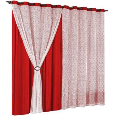 Imagem de Cortina Valência De Renda Para Sala Varão Simples 2 00x1 70 - Casa das
