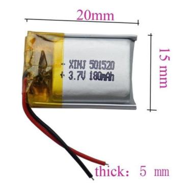 Imagem de Bateria 3.7v 180 Mah 5mm X15mm X20mm 2 Fios 501520 - bgb
