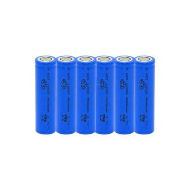 Imagem de Kit 6 Bateria18650 Li-ion 8800mh 3.7v Lanterna Tática Led Rosa/Azul/Do