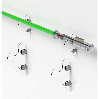 Imagem de WANLIAN Suporte para sabre de luz, suporte para sabre de luz, adequado para suporte de sabre de luz FX, espadas, sabre de luz e sabre de luz Star Wars, 1 par (transparente)