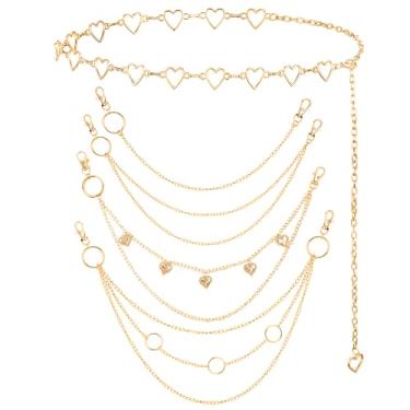 Imagem de 5 peças, corrente de cintura, jeans, calça, corrente, bolso punk, corrente de cintura multicamadas, hip hop, corrente de metal, corrente de coração de ouro para mulheres, vestido de corpo, corrente de