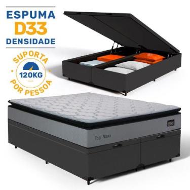 Imagem de Cama Box Baú com Colchão de Espuma D33 Pillow Top Maxx Queen 158cm - L