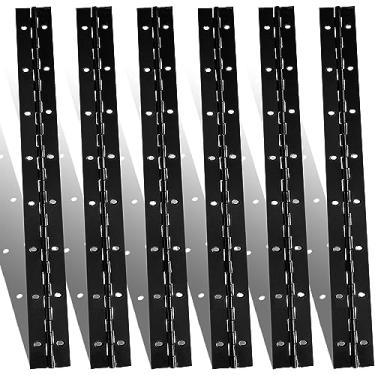 Imagem de Dobradiça para piano, 6 peças, 40 cm com furos, aço inoxidável 304 de espessura de 0,04 cm de espessura contínua e piano, dobradiça contínua de 3 cm de largura aberta para armários, porta de barco, caixa de correio, caixas de armazenamento, preta