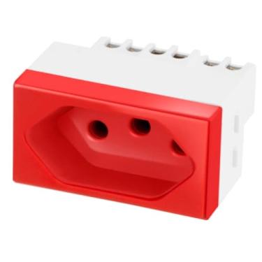 Imagem de Monte Seu Kit de Tomadas e Interruptores Preto Fosco Apagadores de Luz 10 20 A 220 V Duplo Paralelo (Módulo Tomada 20A Vermelha)