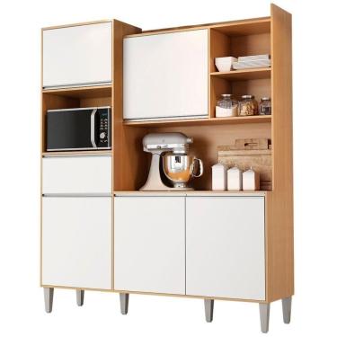 Imagem de Kit De Cozinha Compacta 160cm Isabel Com 5 Portas Amêndoa/Branco
