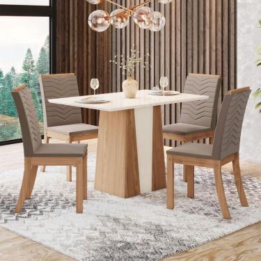Imagem de Mesa de Jantar 4 Lugares Lavínia Natural/Off White/Bege - Pnr Móveis