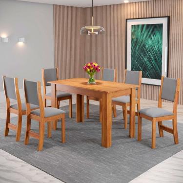 Imagem de Mesa de Jantar 6 Lugares Valentina Marrom/Veludo Cinza - Pnr Móveis