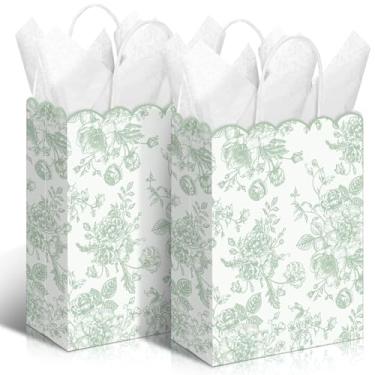 Imagem de Kolldenn 24 peças de sacos florais recortados para lembrancinhas de festa vintage floral para presente de guloseimas para decoração de aniversário com alças para chá de bebê nupcial suprimentos de
