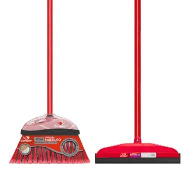 Imagem de Kit Limpeza 1 Vassoura Varre Fácil 1 Rodo Multiuso 30cm Com Cabo Condor