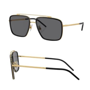 Imagem de Dolce & Gabbana DG2233 Óculos de sol quadrados com kit de óculos – Óculos de sol com almofadas de nariz ajustáveis – Óculos de sol masculinos de designer