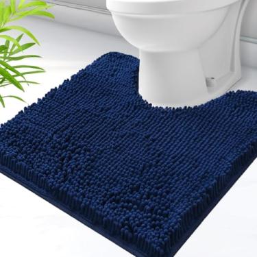 Imagem de AINAHYVA Tapete de banheiro em forma de U, tapetes de banheiro de chenille super absorventes e forro antiderrapante de PVC forte para tapetes higiênicos em forma de U, lavável na máquina, tapetes de