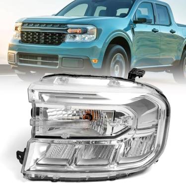 Imagem de KACHIR Conjunto de farol para Ford Maverick 2022 2023 2024 farol dianteiro sem LED DRL cromado lado direito do passageiro RH NZ6Z-13008-A FO2503420