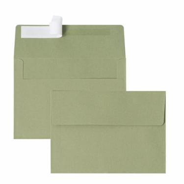 Imagem de Keketer Envelopes A4 verde sálvia imprimíveis 10 x 15 cm, pacote com 70 selos, para cartões de 10 x 15 cm, casamentos, convites, chá de bebê, 10 x 15 cm