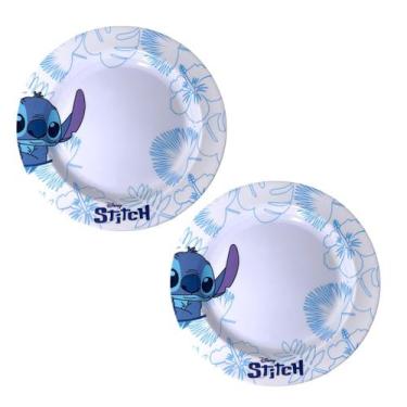 Imagem de Kit 2 Pratos Almoço Jantar Fundo Melamina Stitch Disney - Marca