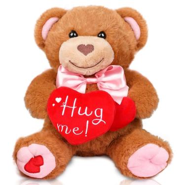 Imagem de Urso de pelúcia, Dia dos Namorados, 25 cm com coração vermelho, bicho de pelúcia