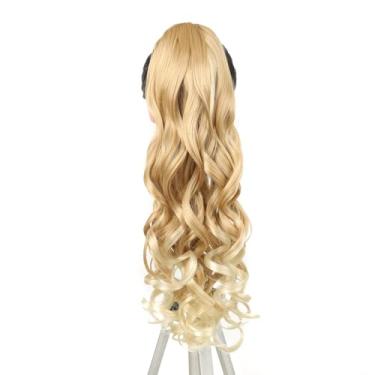 Imagem de Rabo de cavalo com cachos cabelo cacheado 60cm bio fibra 185g fashion classic macio(MT27/613 Loiro/loiro)