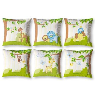 Imagem de Kit 6 Almofadas Cheias Estampadas Infantil 40cm x 40cm Zíper invisível