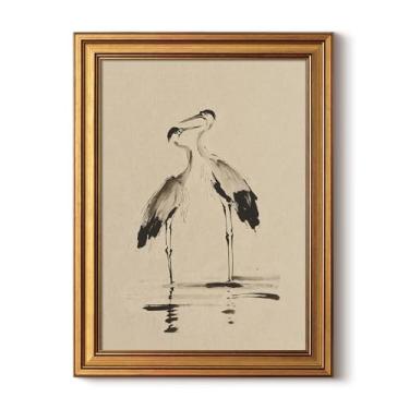 Imagem de WHASAYART Arte de parede vintage emoldurada a ouro para sala de estar, pintura de animais, decoração de prateleira para cozinha, arte estética de parede de quarto, melhores presentes para amigos ou