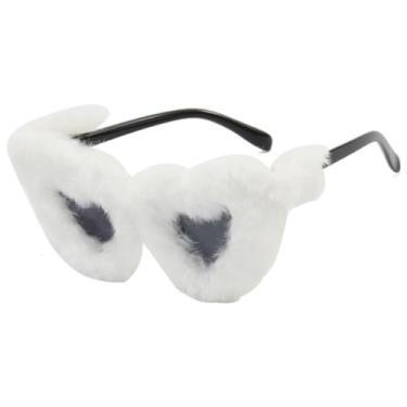 Imagem de Óculos de sol femininos estilo olho de gato, formato de coração, tendência, luxo, masculino, para viagem, festa, UV400 (preto e branco)
