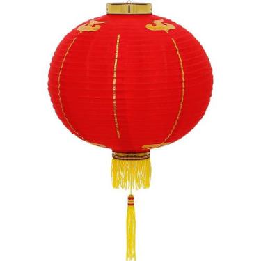 Imagem de Kit 3 Luminária Japonesa Chouchin Oriental Tecido 25 cm Vermelha - Gal