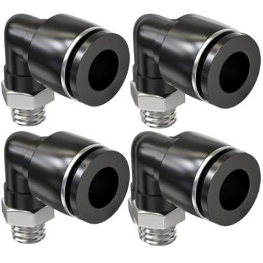 Imagem de 4 Conexão Engate Rápido Cotovelo Rosca M5 Tubo 4mm - AKME