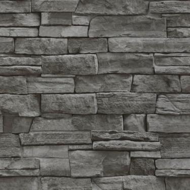 Imagem de Abyssaly Papel de parede de contato de tijolo cinza escuro descasque e cole moderno 45 cm x 299 cm