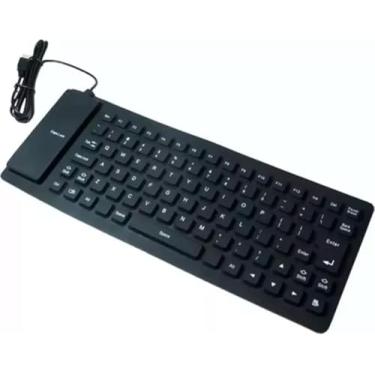 Imagem de Teclado Flexível DK-14, Dobrável, Alfa Numérico, Conexão USB, Compacto para Viagem, Ambidestro