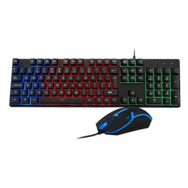 Imagem de Kit Teclado e Mouse Gamer LED RGB Preto Semi Mecânico USB PC e Notebook