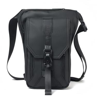 Imagem de Bolsa de perna de lona, bolsa de cintura de motocicleta com vários bolsos para homens e mulheres, Marrom, 6.1 Inches X 1.77 Inches X 3.9 Inches, Cintura de lona