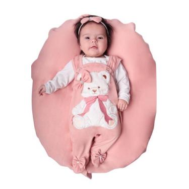 Imagem de Saída Maternidade Menina Jardineira Ursa Carinhosa 04 peças Roupas de 