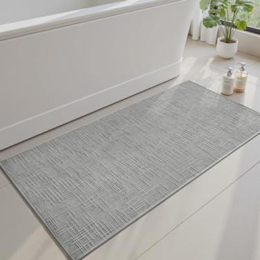Imagem de AMOAMI Tapete de banho antiderrapante, super absorvente, secagem rápida, tapetes de banho para o chão do banheiro, base de borracha, lavável, tapete de banheiro moderno, tapete jacquard tecido, ao