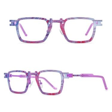 Imagem de VFDHN Armação de óculos de titânio puro, moda masculina, vintage, óculos de grau feminino, retrô (rosa)