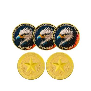 Imagem de RYUKENLM Conjunto de 5 peças de Moedas de Apreciação do Funcionário Visionary Leadership Challange Coin Determined Eagle's Vision Awards for Visionary Leadership Thank You Gift for Employee Staff