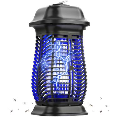 Imagem de XGAYOO Zapper de insetos, exterminador de mosquitos elétrico, armadilhas para moscas em ambientes internos e externos, exterminador de insetos voadores, 85-120 V, 4200 V, plástico ABS externo (preto)