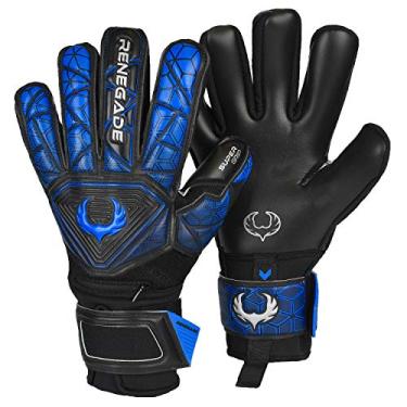 Imagem de Renegade GK Luvas de goleiro Vortex Shadow | 3,5 + 3 mm Hyper Grip e Duratek de 4 mm | Luvas de goleiro pretas e azuis (tamanho 10, adulto, masculino, corte negativo, nível 3)